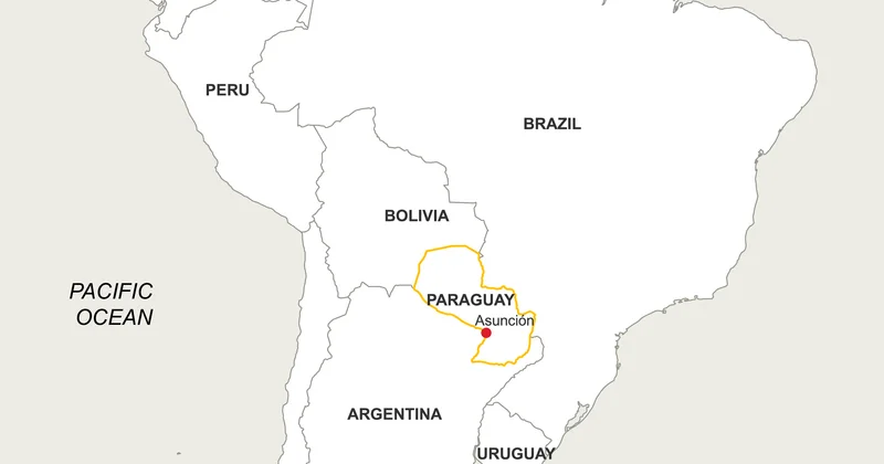 Karte von Südamerika mit der Lage von Paraguay als Binnenstaat